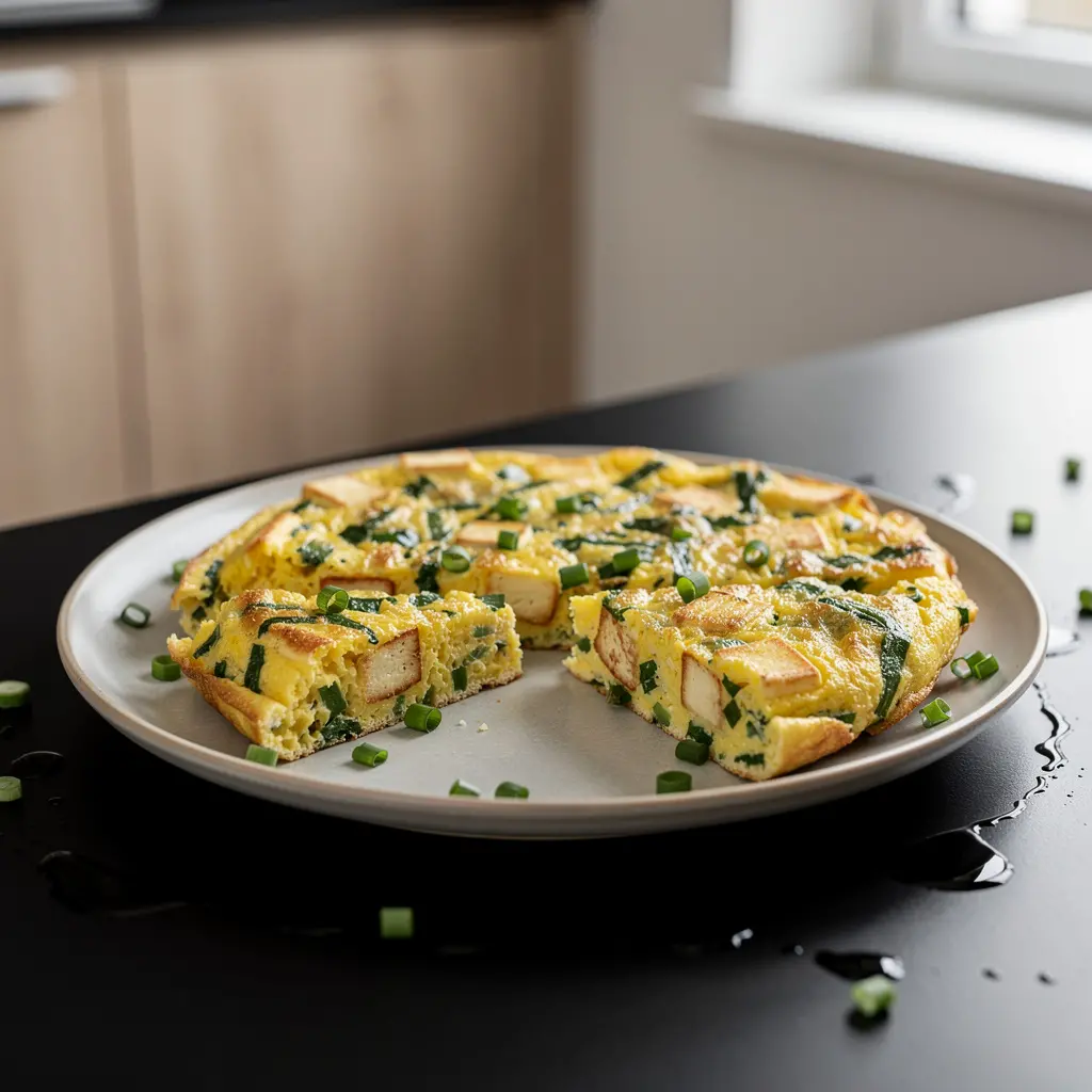 Chiński omlet z tofu i szczypiorkiem z patelni