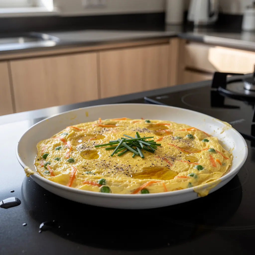 Chiński omlet z warzywami na parze