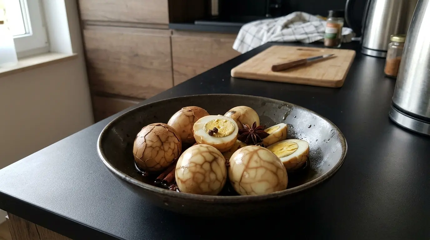 Chinesische Tee-Eier mit Gewürzen