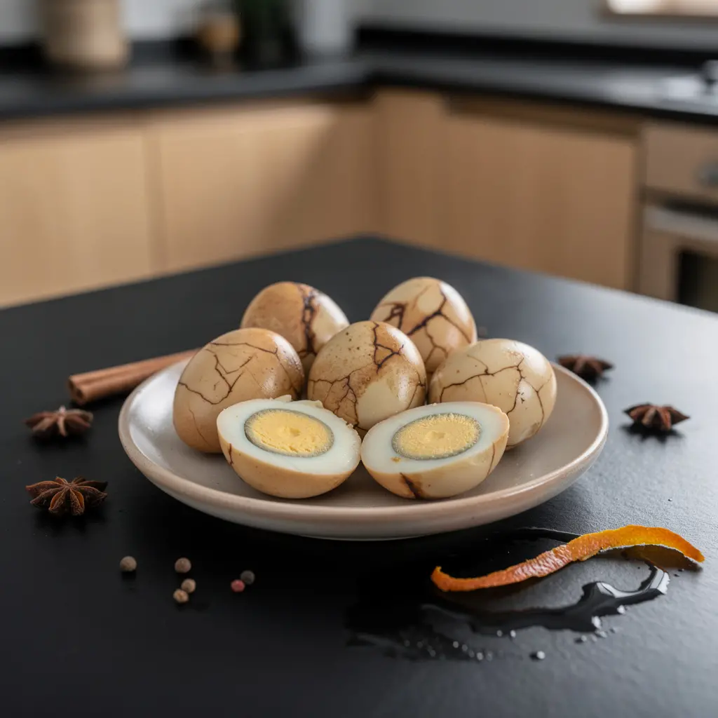 Chińskie jajka herbaciane z przyprawami