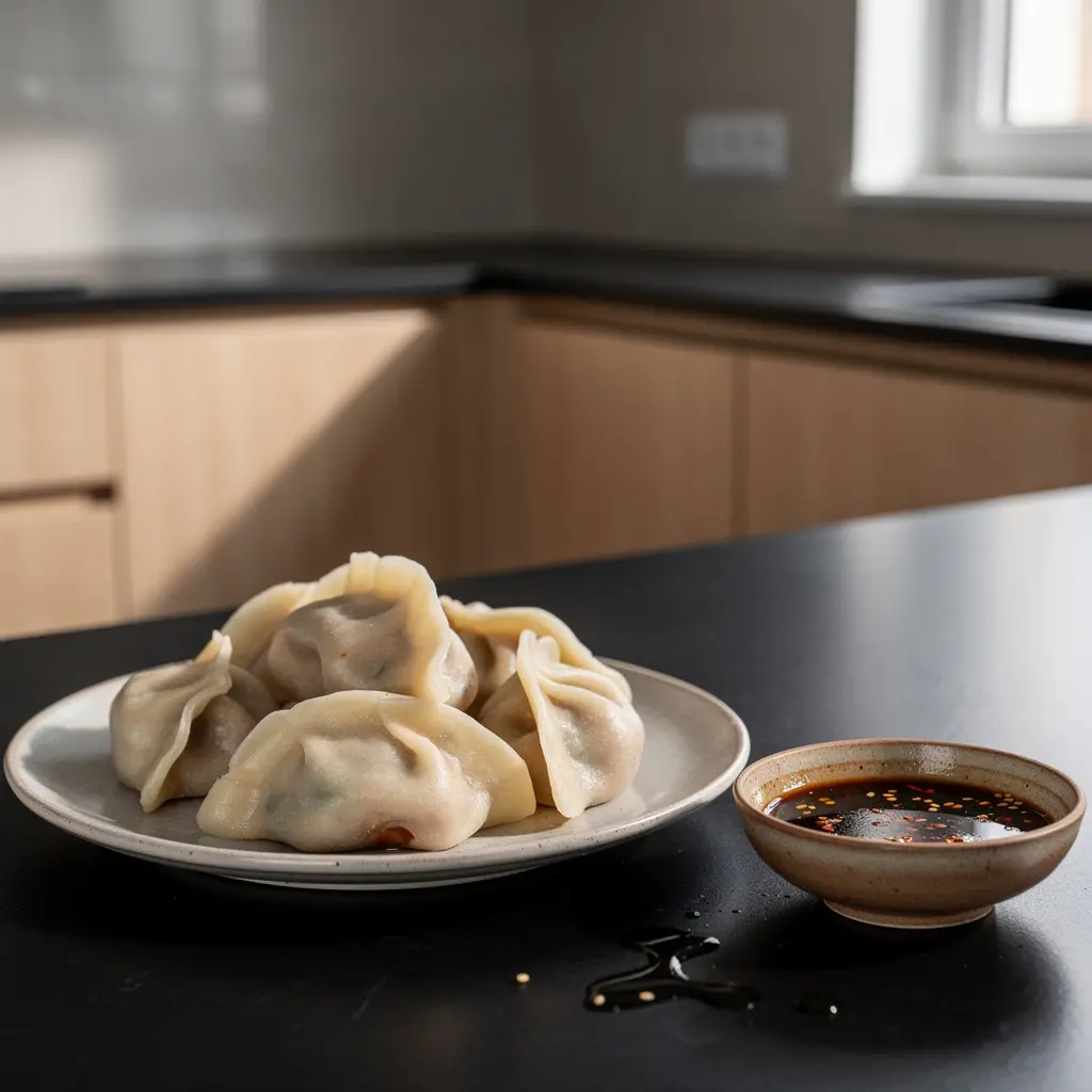Chińskie pierożki z kurczakiem i kapustą na parze