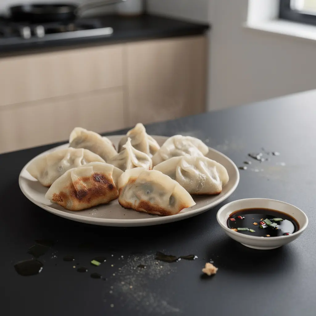 Chinese Beef and Chive Dumplings Steamed and Pan-Fried