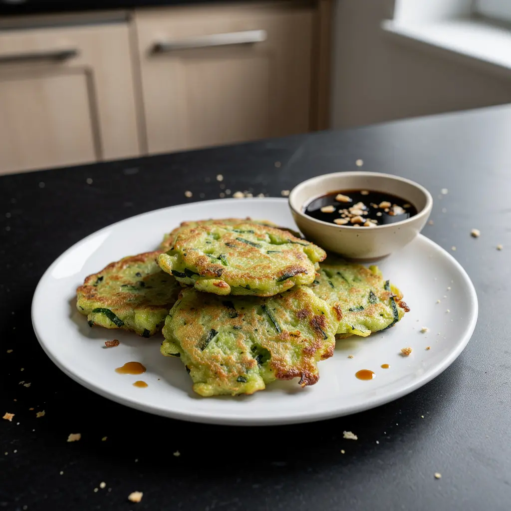 Chińskie placuszki z cukinii z sosem czosnkowo-sojowym
