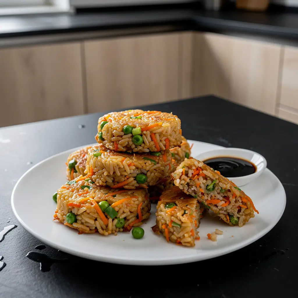 Chińskie placuszki z ryżu jaśminowego z warzywami