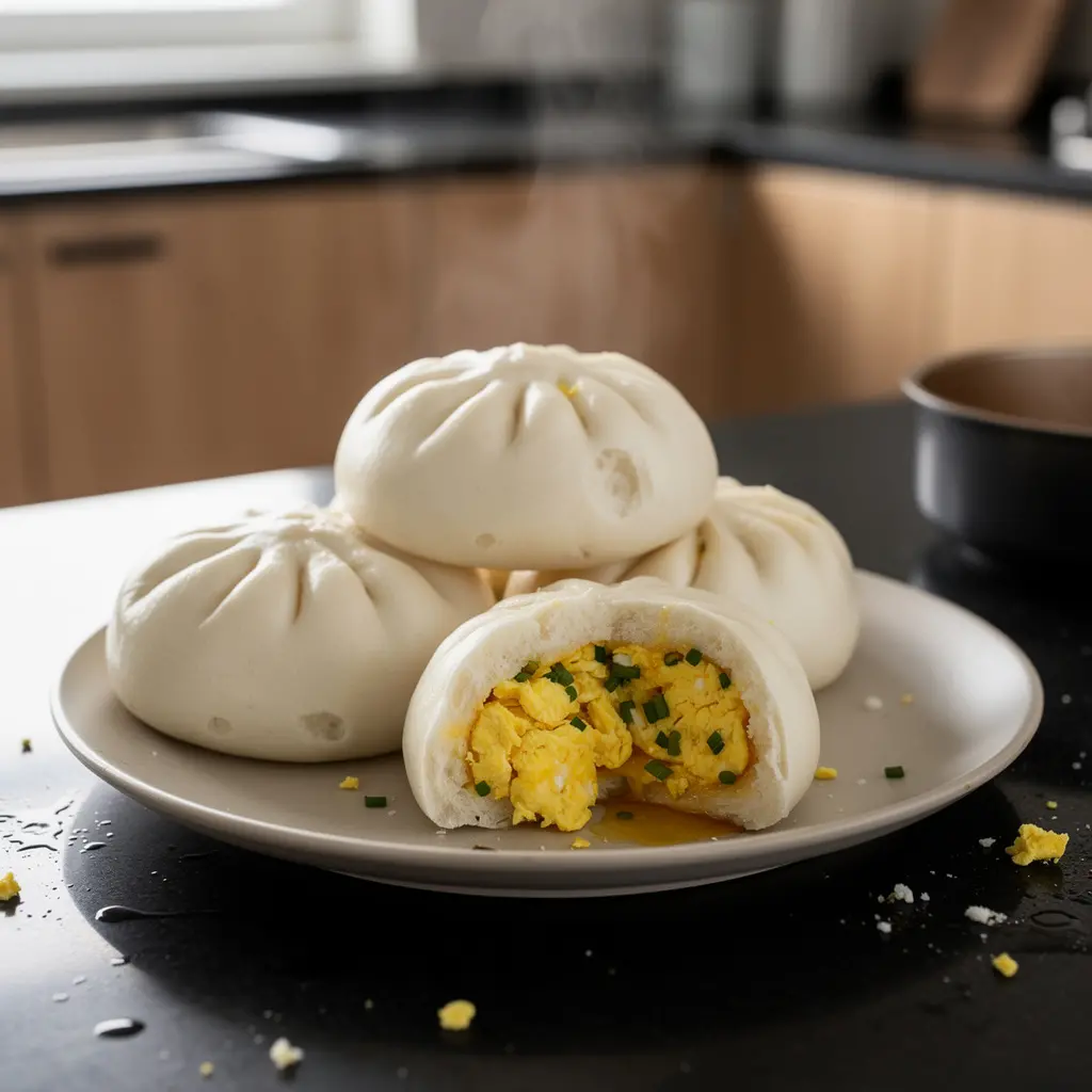 Chinese Steamed Breakfast Buns with Egg and Chives