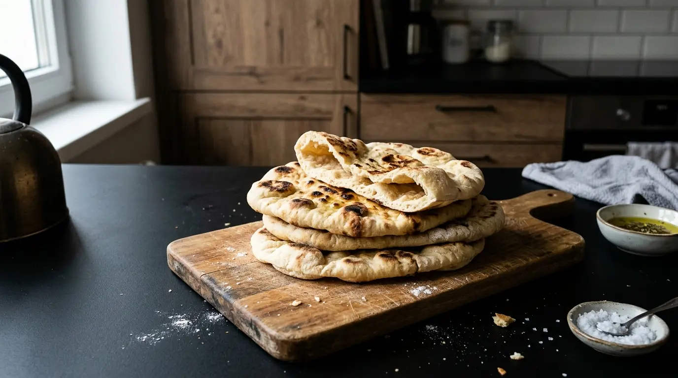 Chlebek pita po grecku z patelni