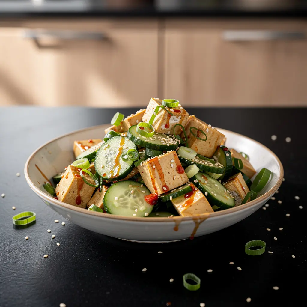 Chłodna sałatka z tofu i sezamu po chińsku
