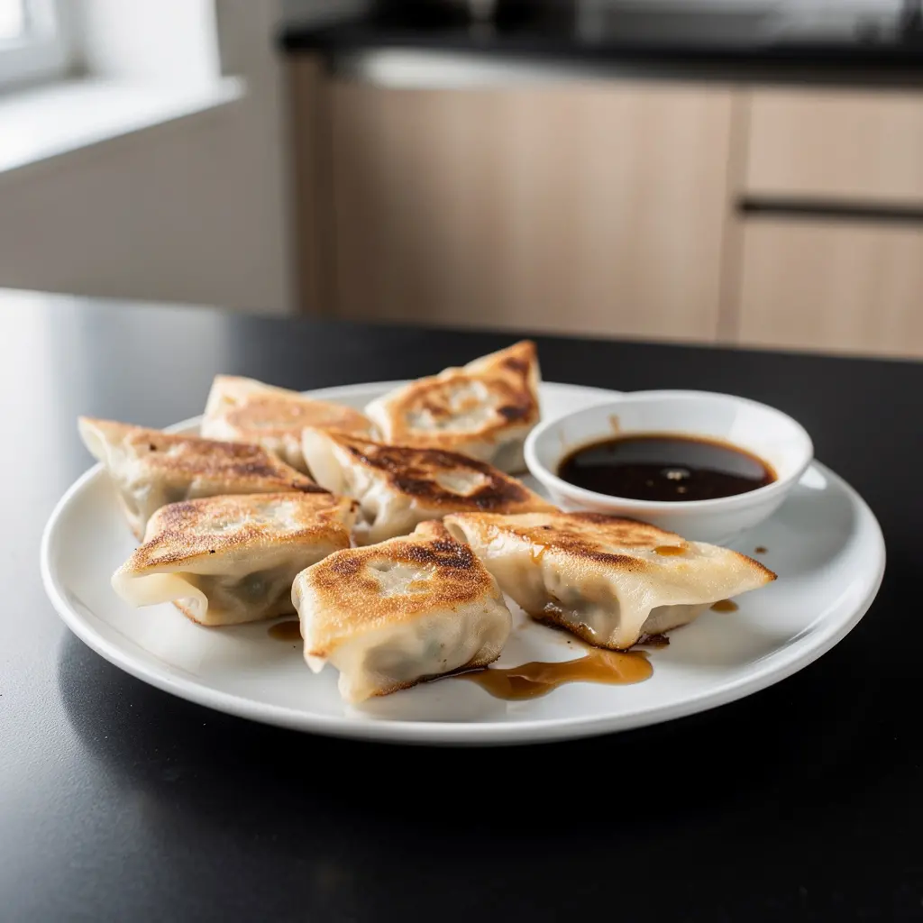 Chrupiące pierożki z krewetkami i chrzanem wasabi po chińsku