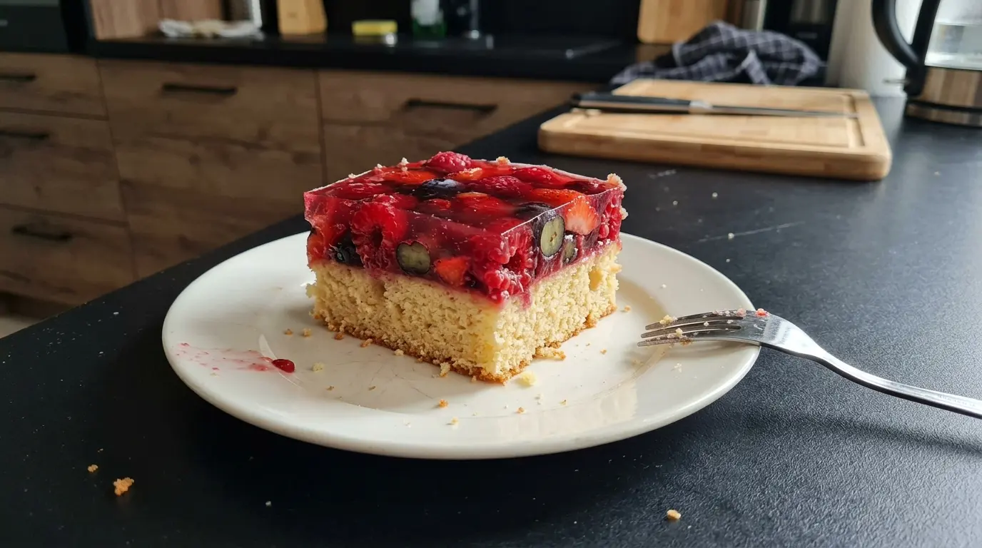 Ciasto biszkoptowe z galaretką i owocami