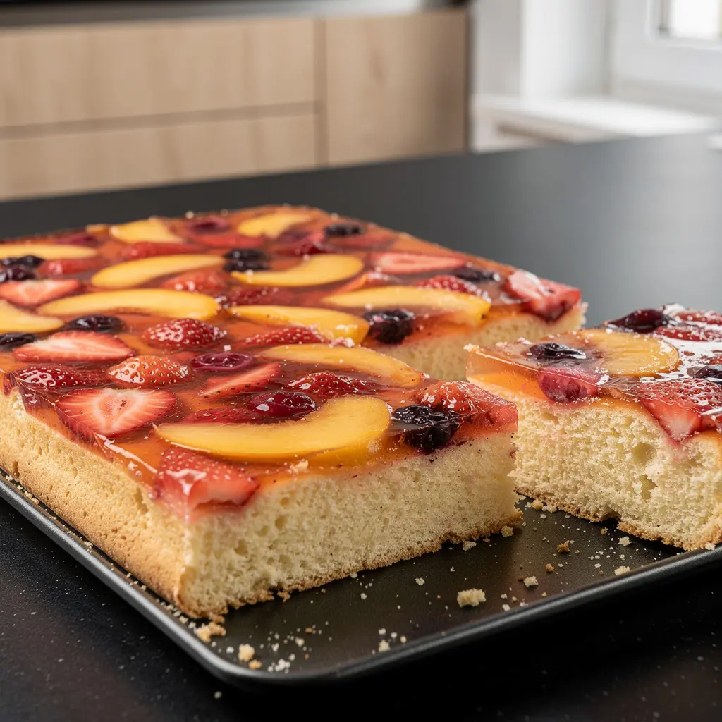 Sponge Cake with Jelly and Fruit