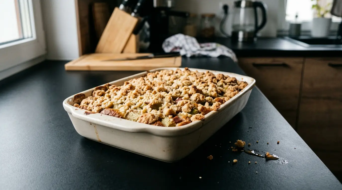 Ciasto jogurtowe z rabarbarem i kruszonką