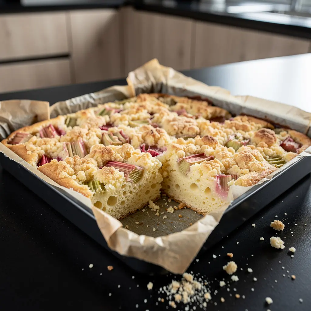 Ciasto jogurtowe z rabarbarem i kruszonką