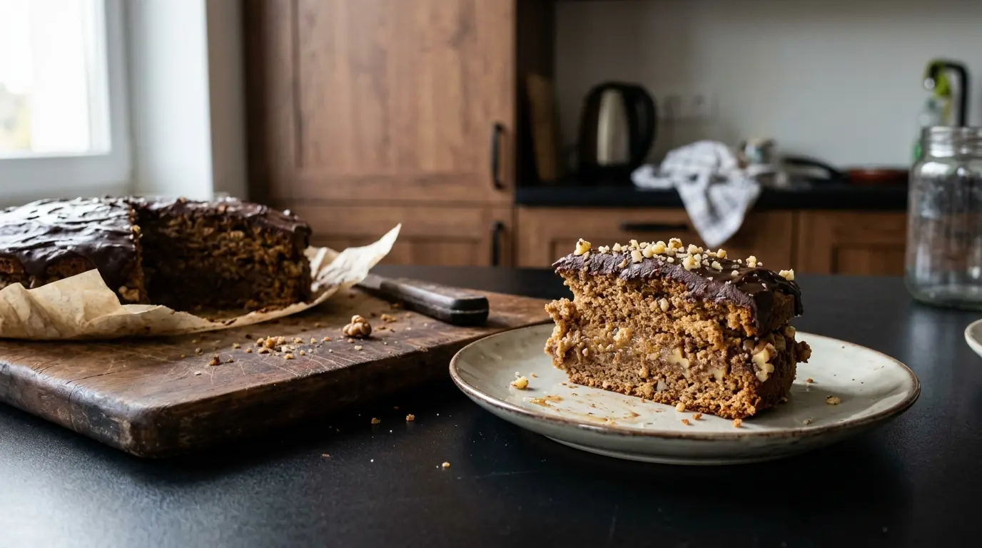 Honey Walnut Cake with Chocolate Glaze