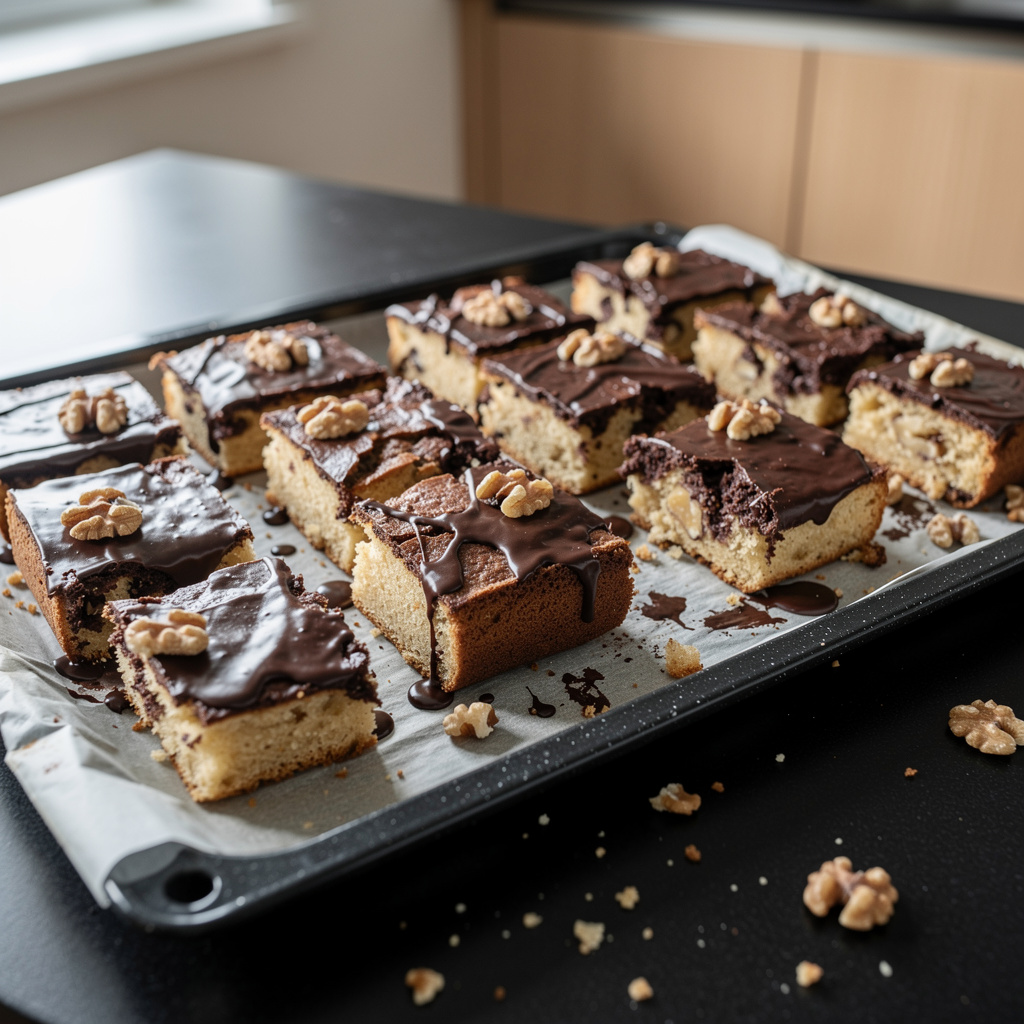 Ciasto miodowo-orzechowe z polewą czekoladową