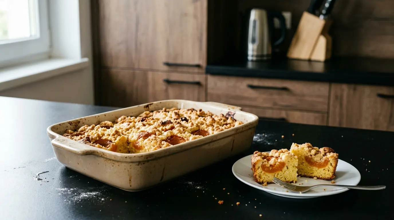 Ciasto ucierane z morelami i kruszonką