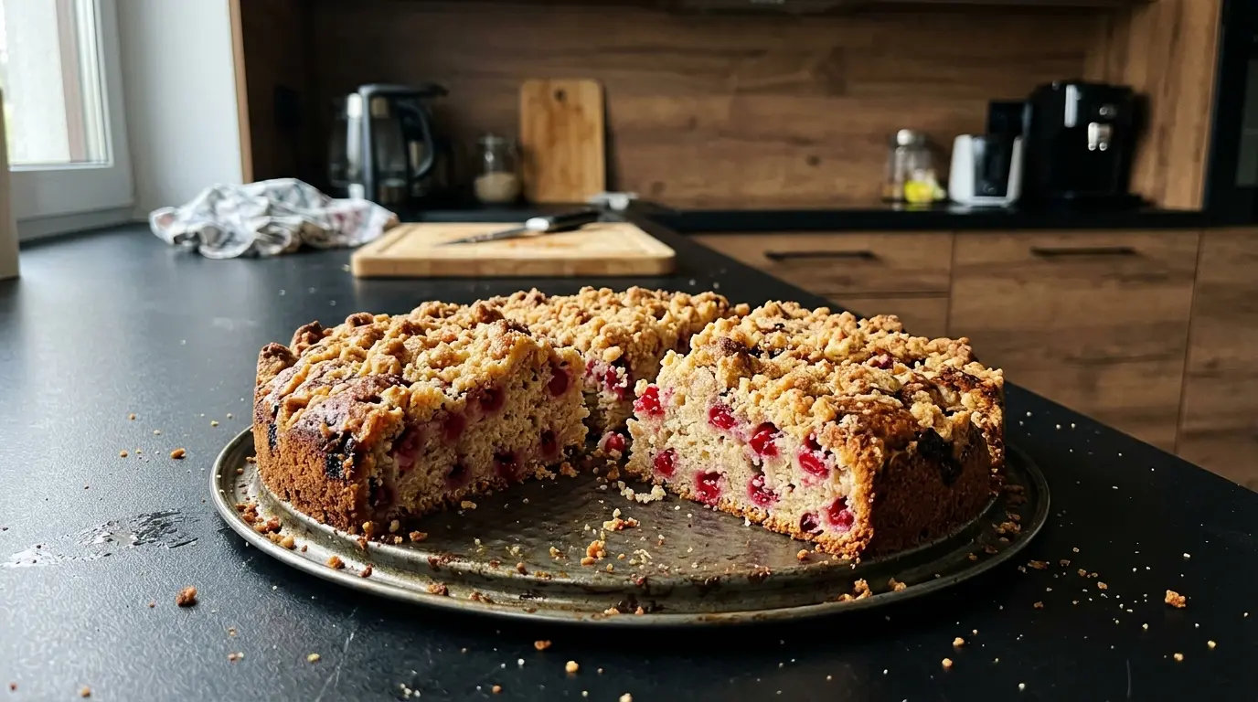 Ciasto ucierane z porzeczkami i kruszonką