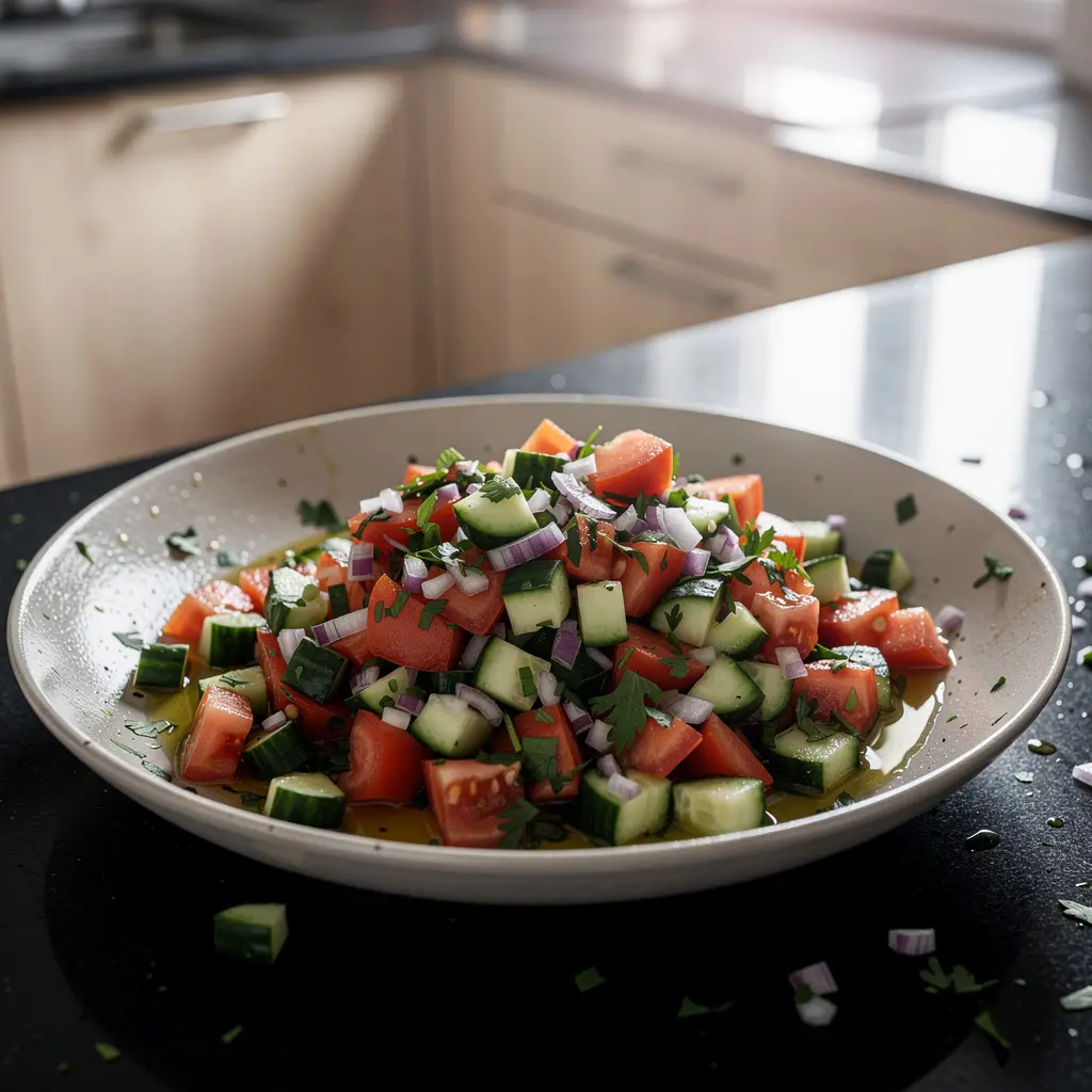 Çoban salatası – Turkish shepherd’s salad with vegetables