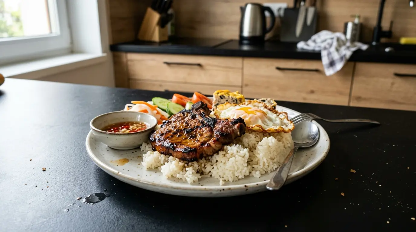 Com tam suon – ryż łamany z grillowanym żeberkiem