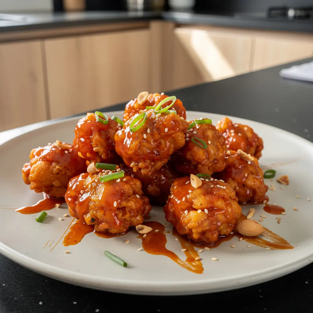 Dakgangjeong – chrupiący kurczak w słodko-ostrym sosie