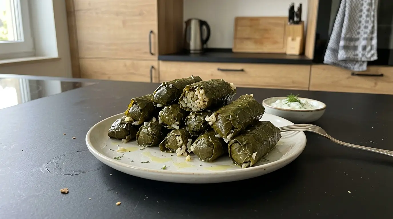 Dolmades – greckie gołąbki w liściach winogron z ryżem i ziołami