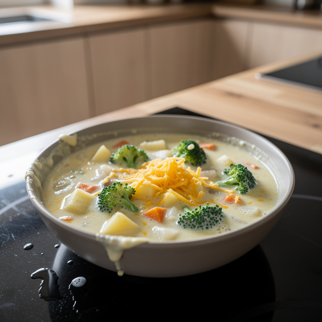 Chowder maison aux brocolis et au fromage