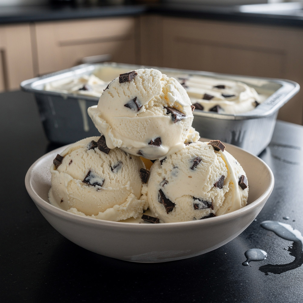 Domowe lody waniliowe z kawałkami czekolady bez maszyny