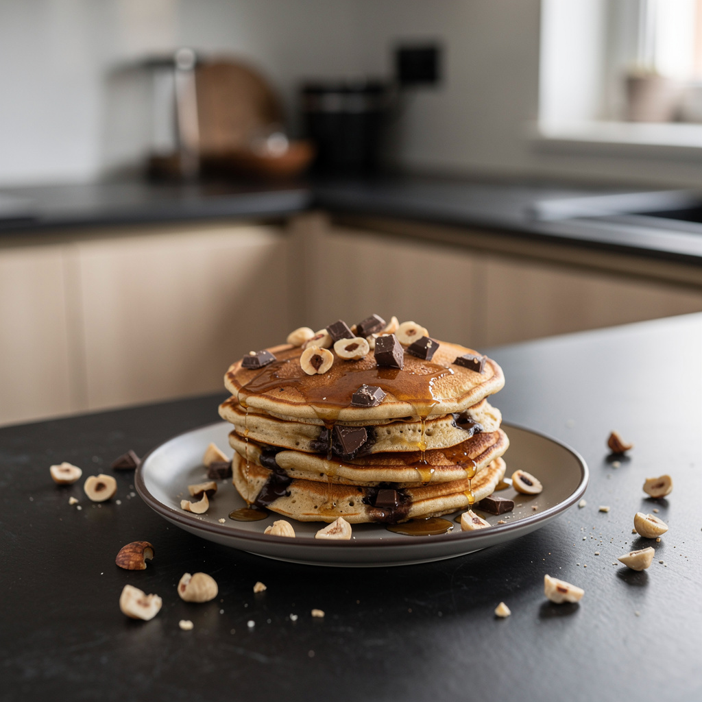 Homemade Pancakes with Chocolate and Hazelnuts