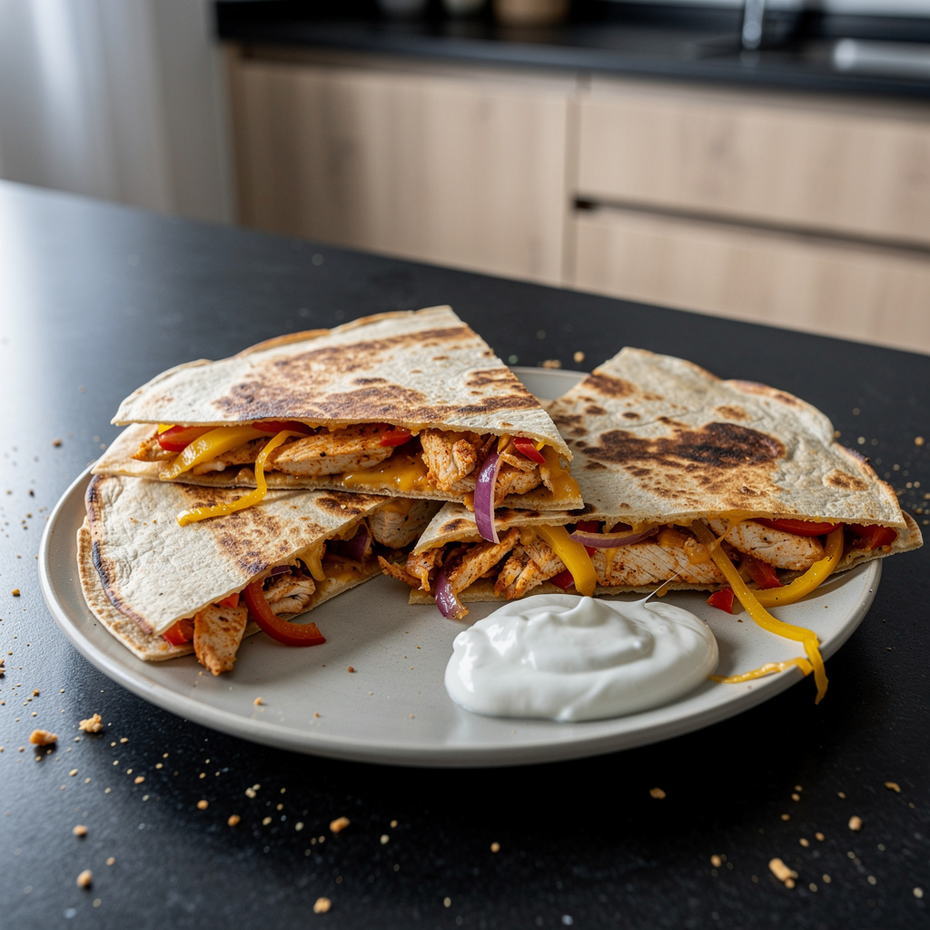 Domowe quesadillas z kurczakiem i papryką po amerykańsku