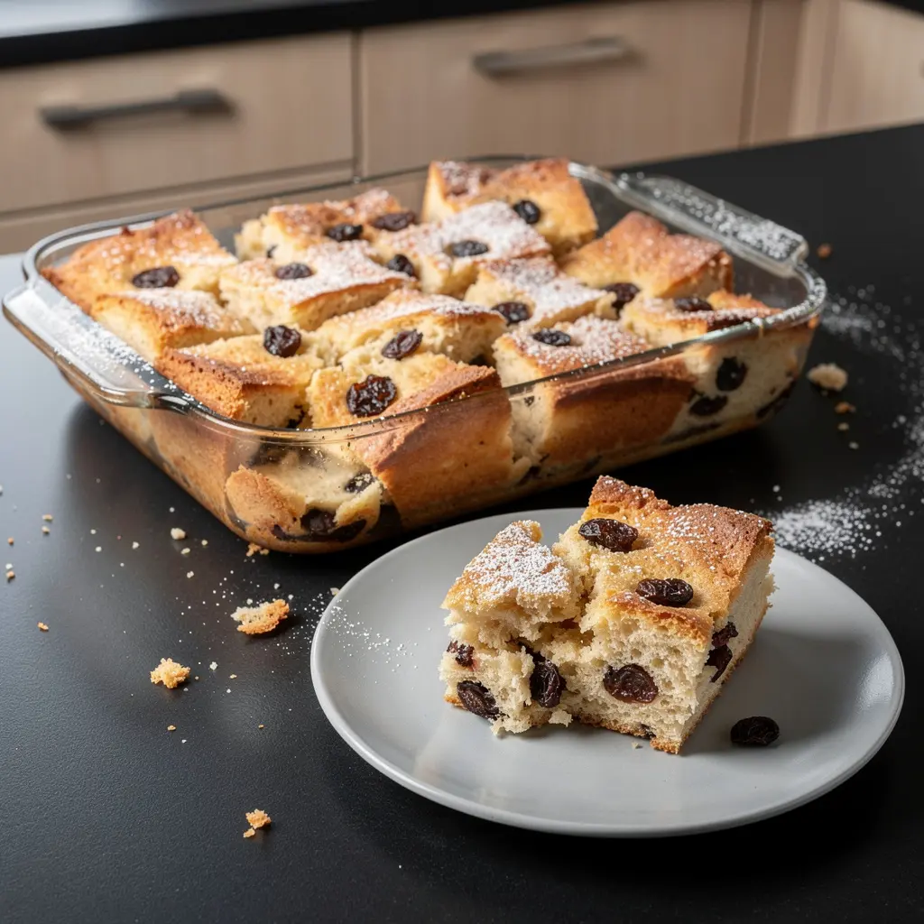 Domowy pudding chlebowy z rodzynkami