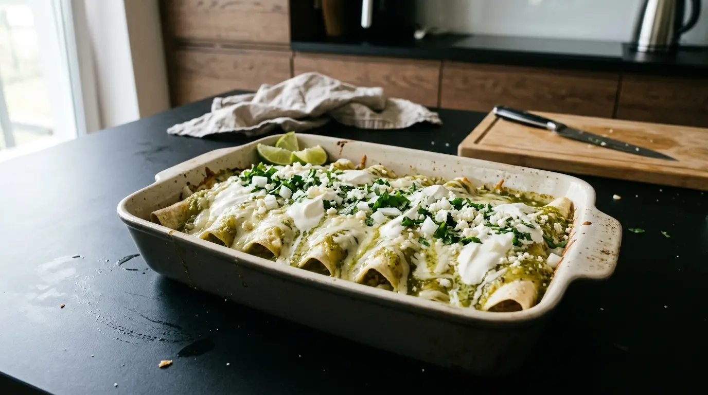 Enchiladas verdes z serem i śmietaną