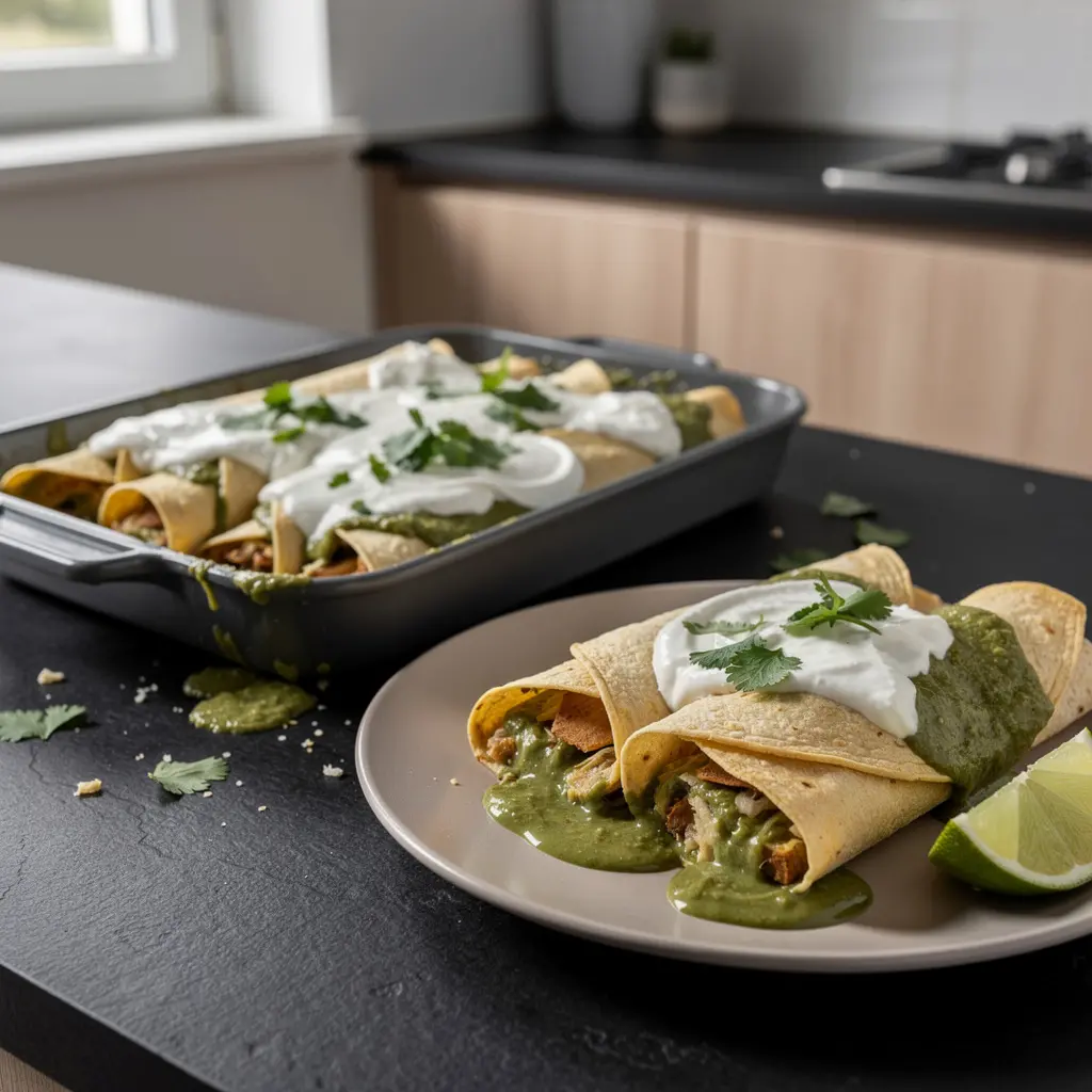 Enchiladas verdes z serem i śmietaną