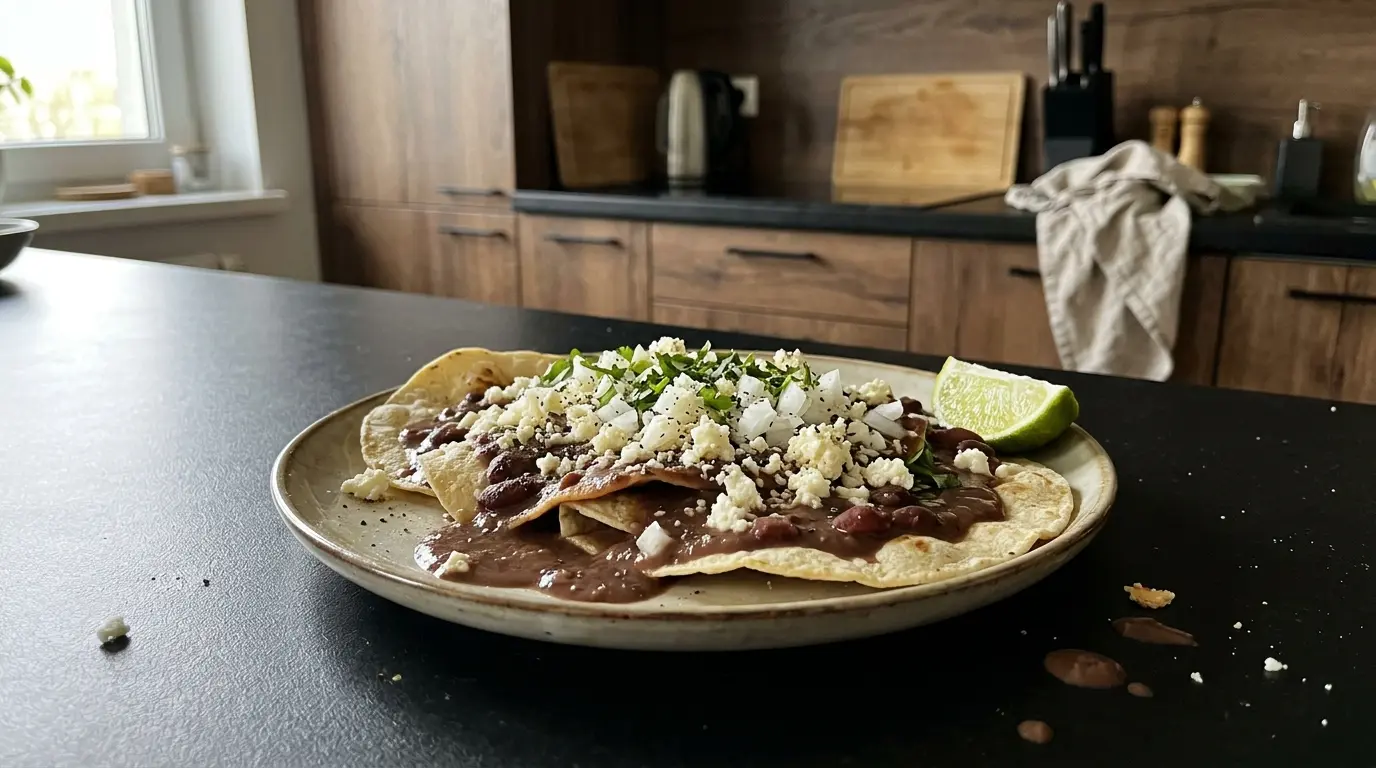 Enfrijoladas con formaggio e cipolla