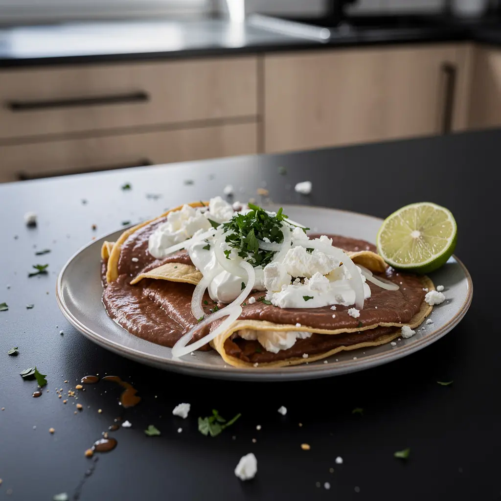 Enfrijoladas z serem i cebulką