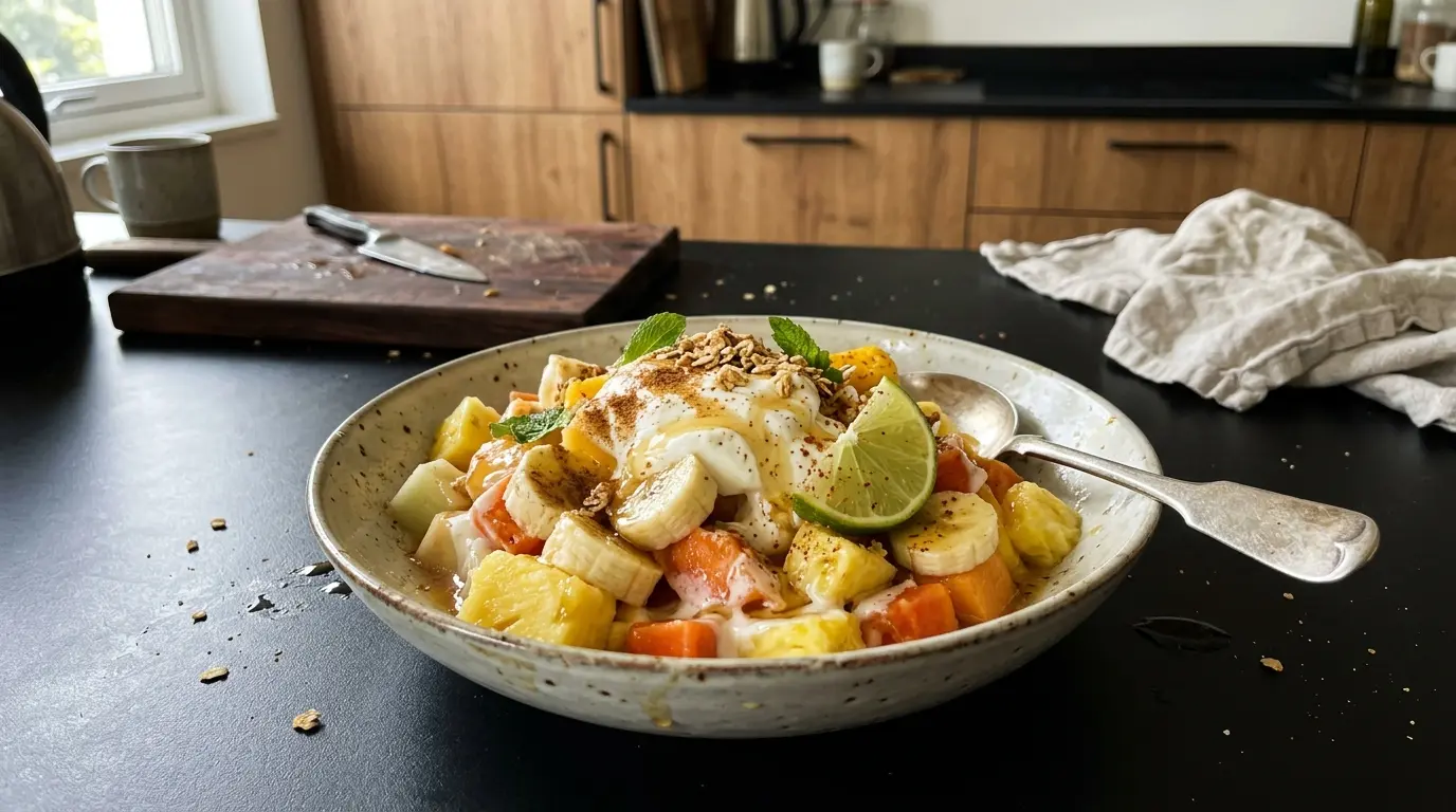 Ensalada de frutas con yogur y miel po meksykańsku
