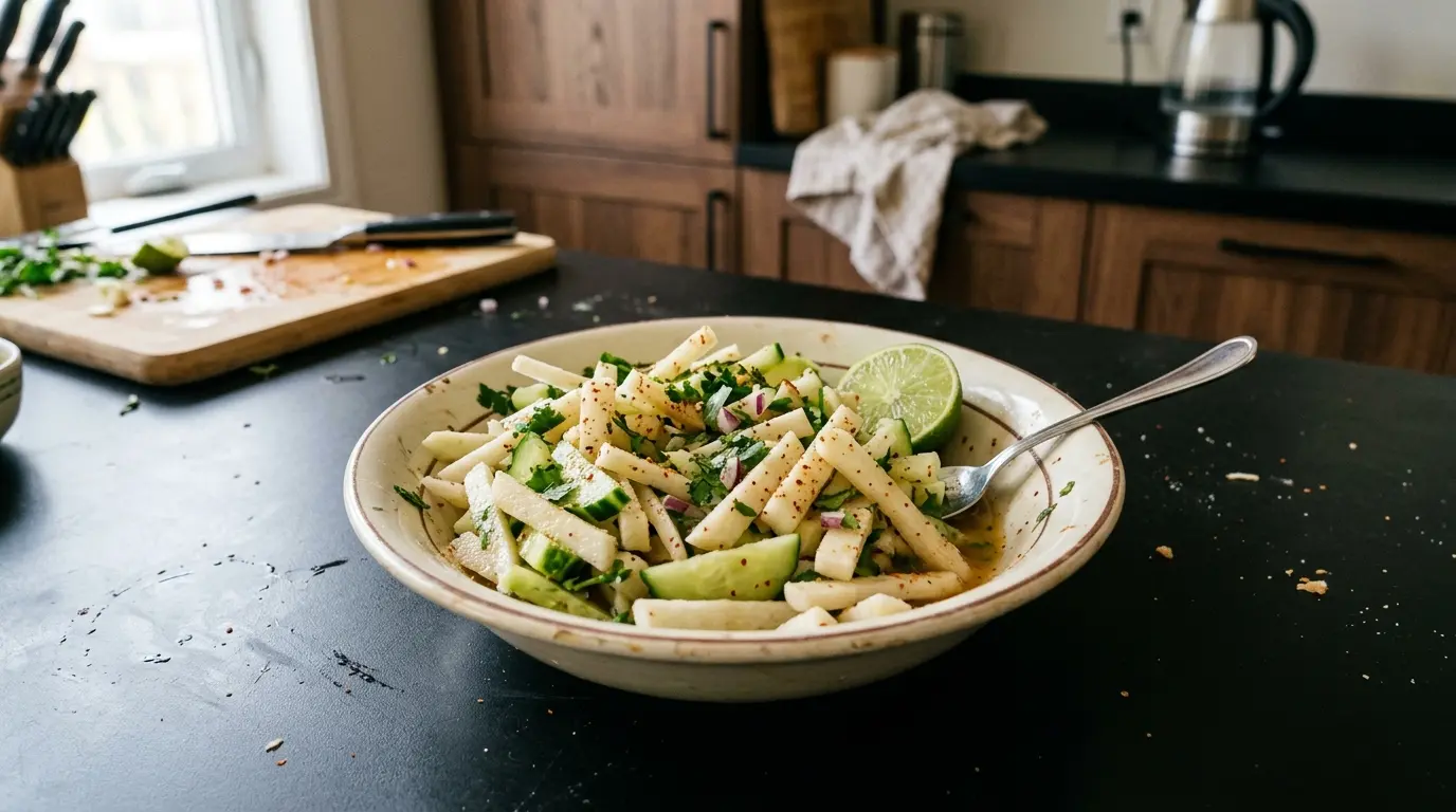 Ensalada de jícama – crunchy jicama, cucumber and lime salad