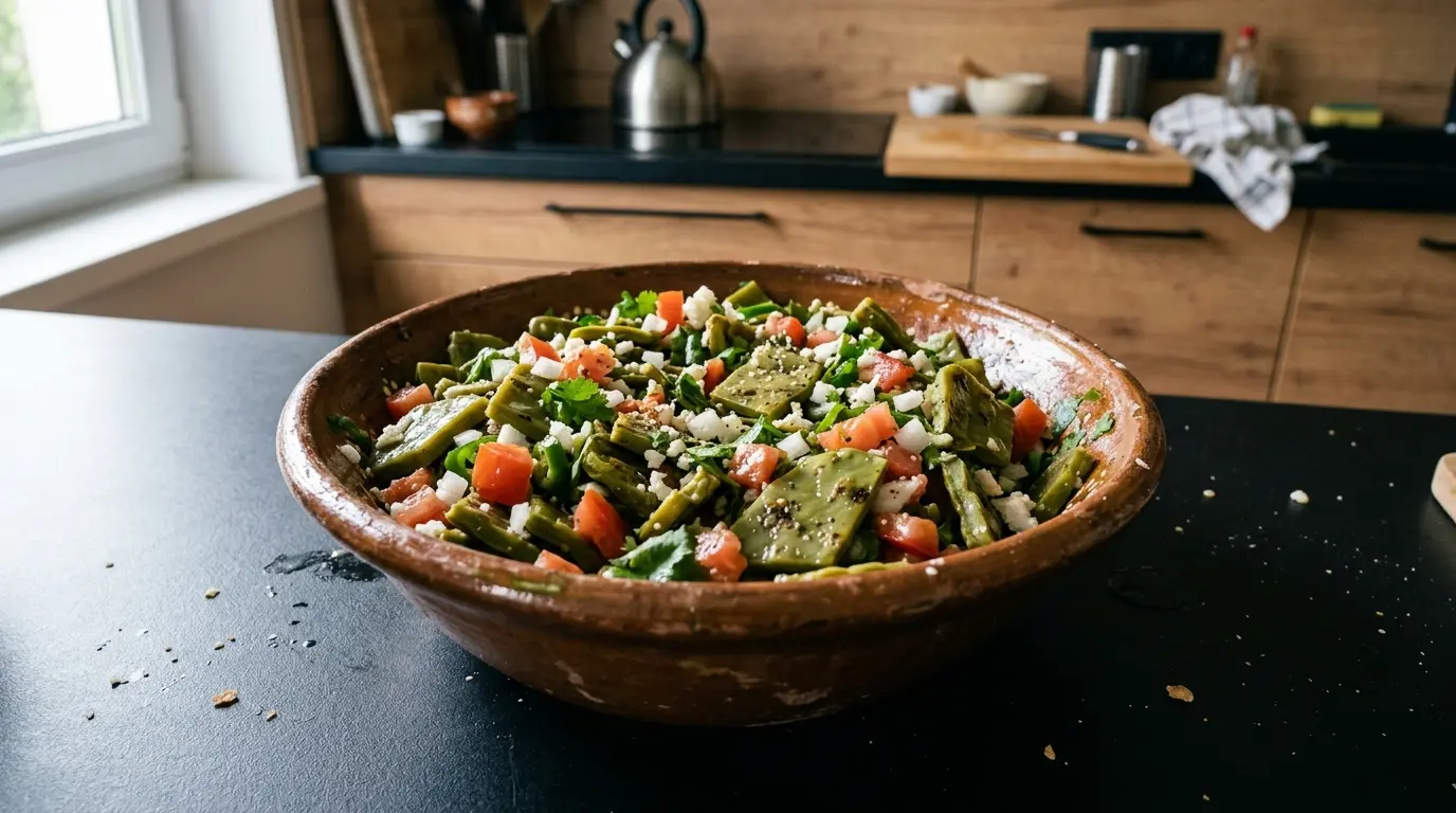 Ensalada de nopales – sałatka z kaktusem, pomidorem i cebulą