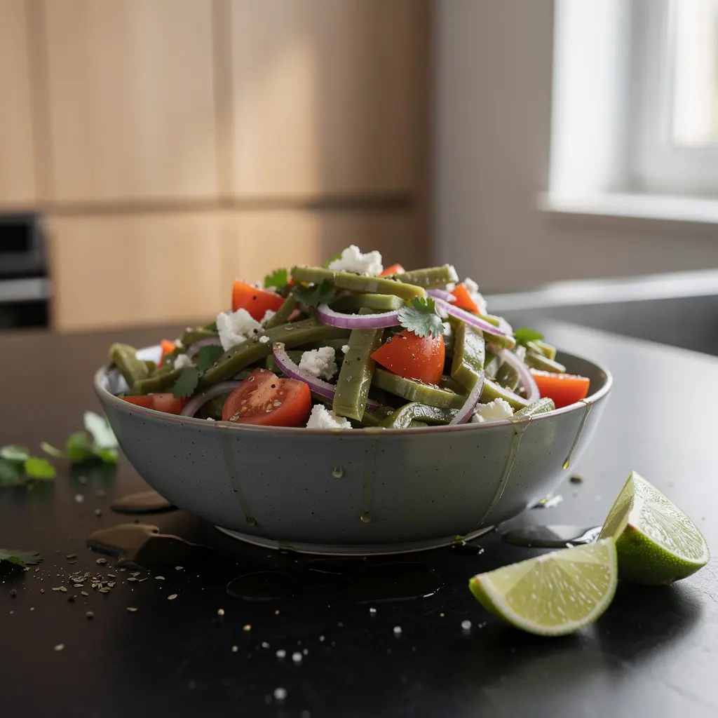 Ensalada de nopales – sałatka z kaktusem, pomidorem i cebulą