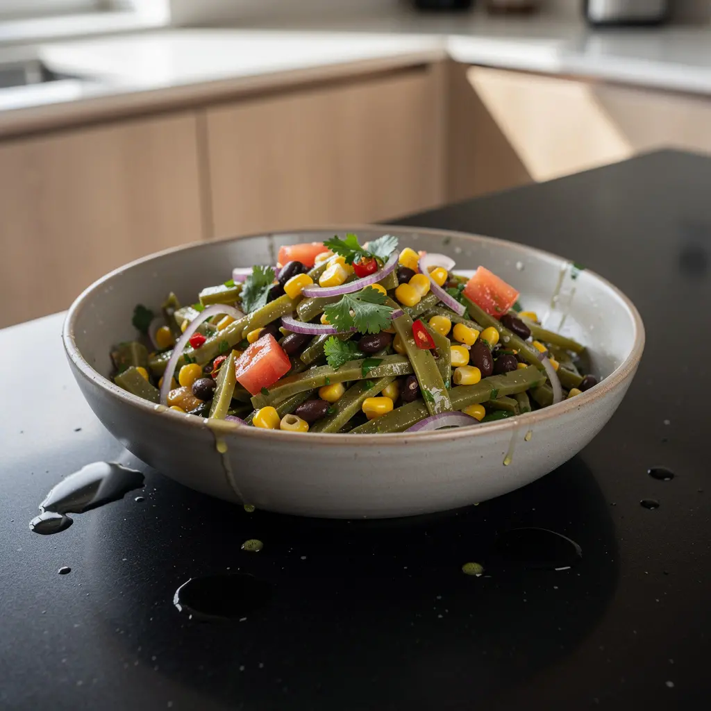 Ensalada de nopales z kukurydzą i czarną fasolą