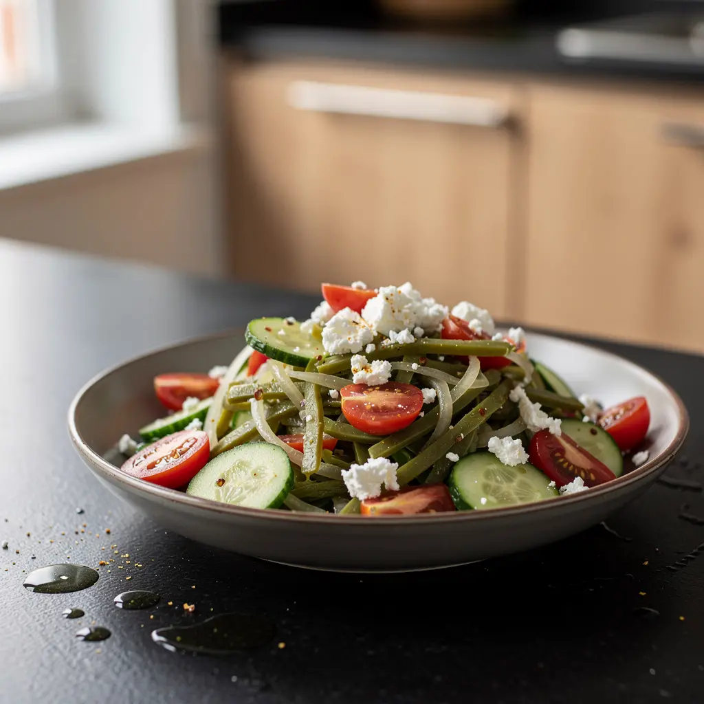 Ensalada de nopales mit Gurke und Ziegenkäse