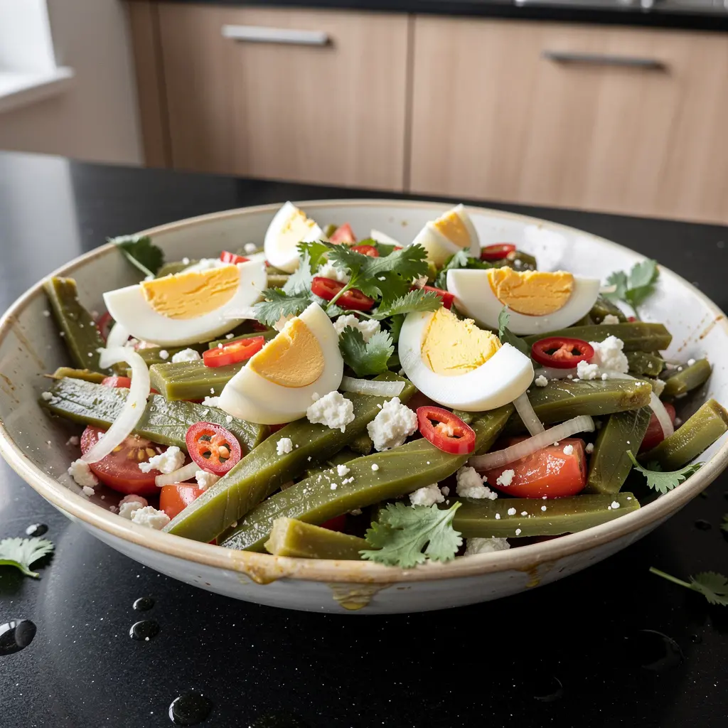 Ensalada de nopales aux tomates et œufs durs