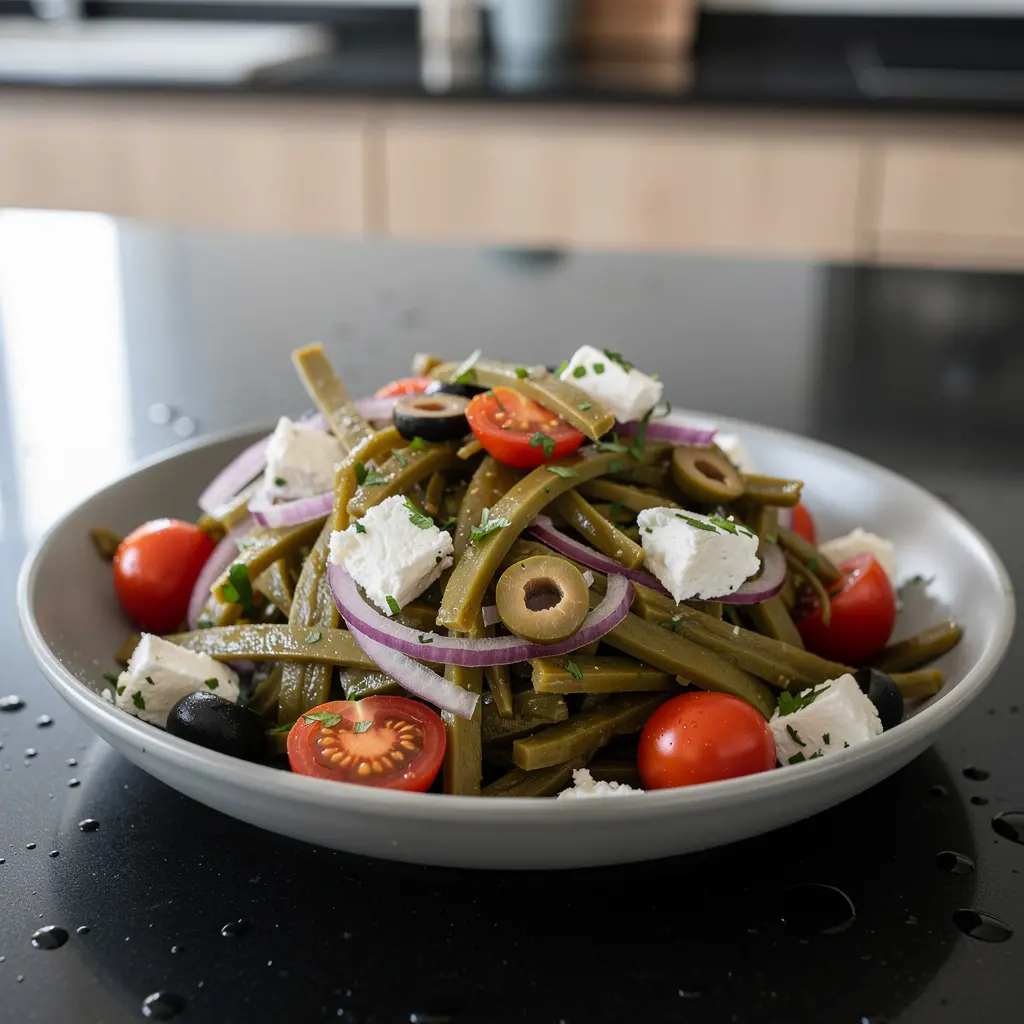 Ensalada de nopales aux tomates cerises et olives