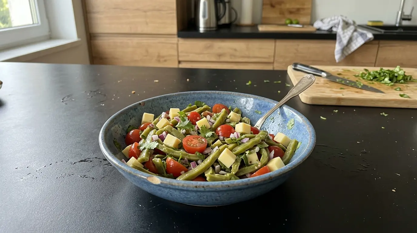 Ensalada de nopales with cherry tomatoes and yellow cheese