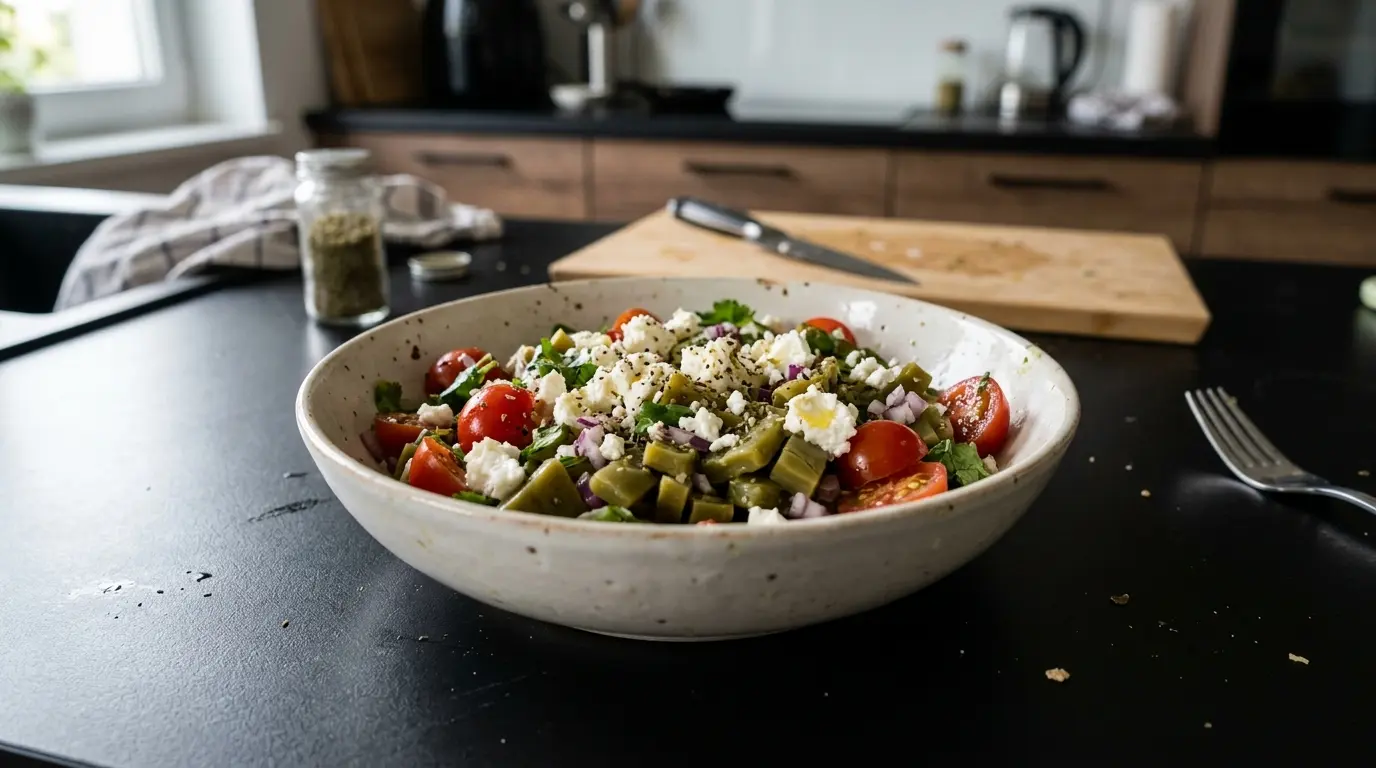 Ensalada de nopales with panela cheese and cherry tomatoes