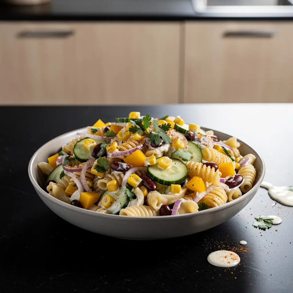Ensalada de pasta with corn and beans Mexican style