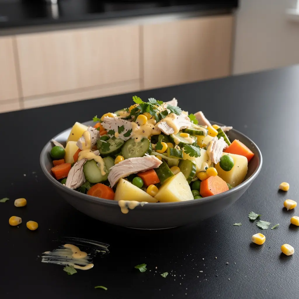 Ensalada de pollo – meksykańska sałatka z kurczakiem i kukurydzą