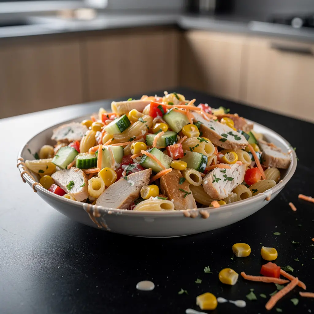 Ensalada de pollo z makaronem i warzywami