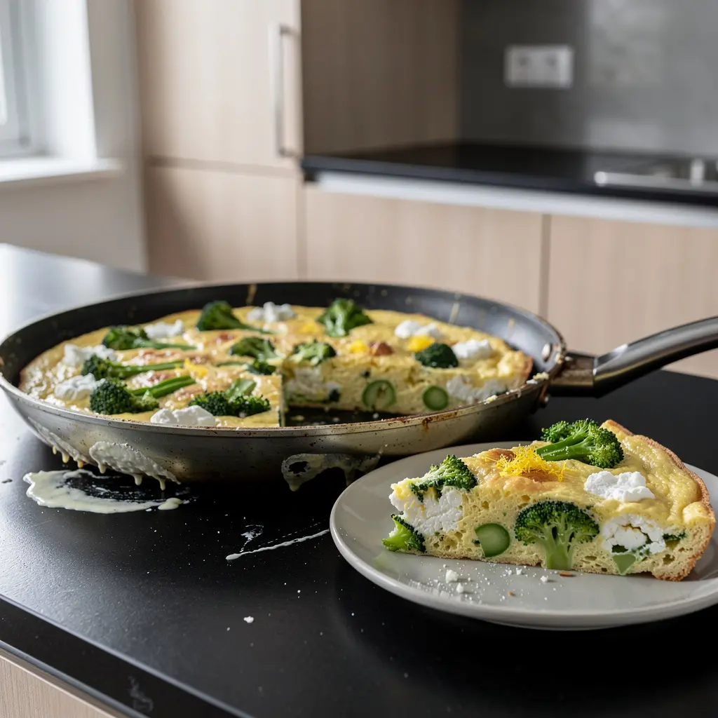 Frittata z brokułem, ricottą i cytryną