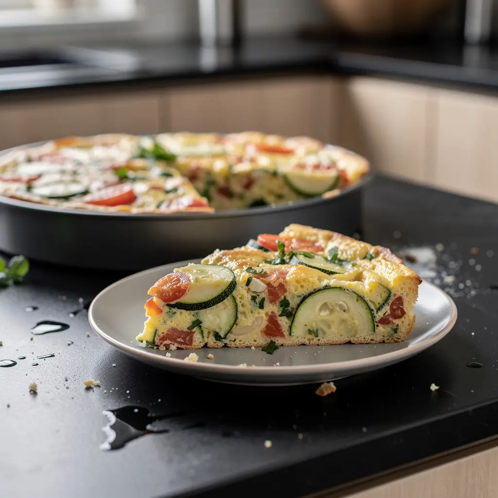 Frittata z cukinią, pomidorami i mozzarellą