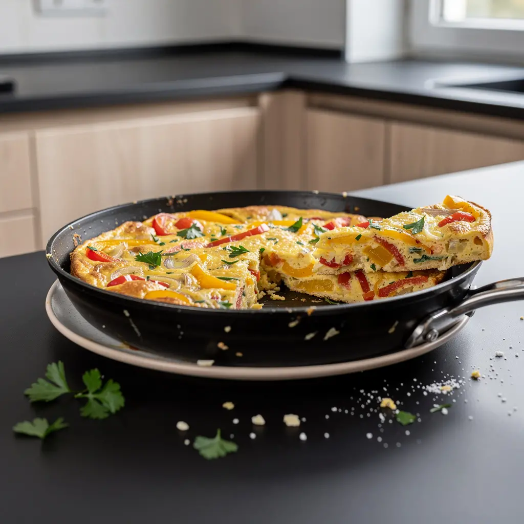Frittata con peperoni, cipolla e pecorino