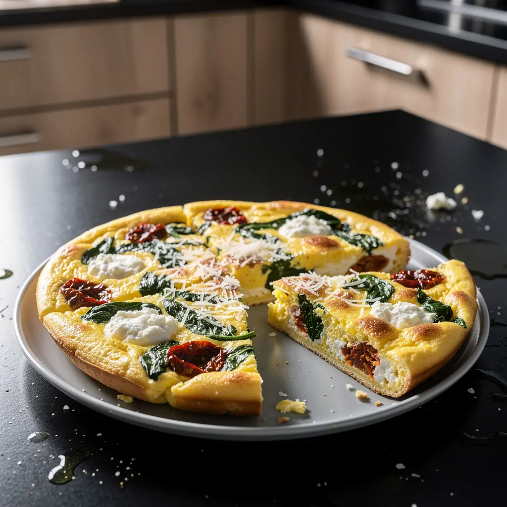 Frittata z szpinakiem, ricottą i suszonymi pomidorami